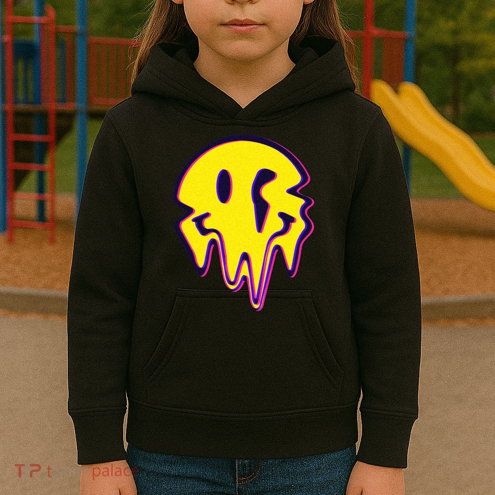 Melting Happy Face Smiley Trippy Acid Kids Hoodie