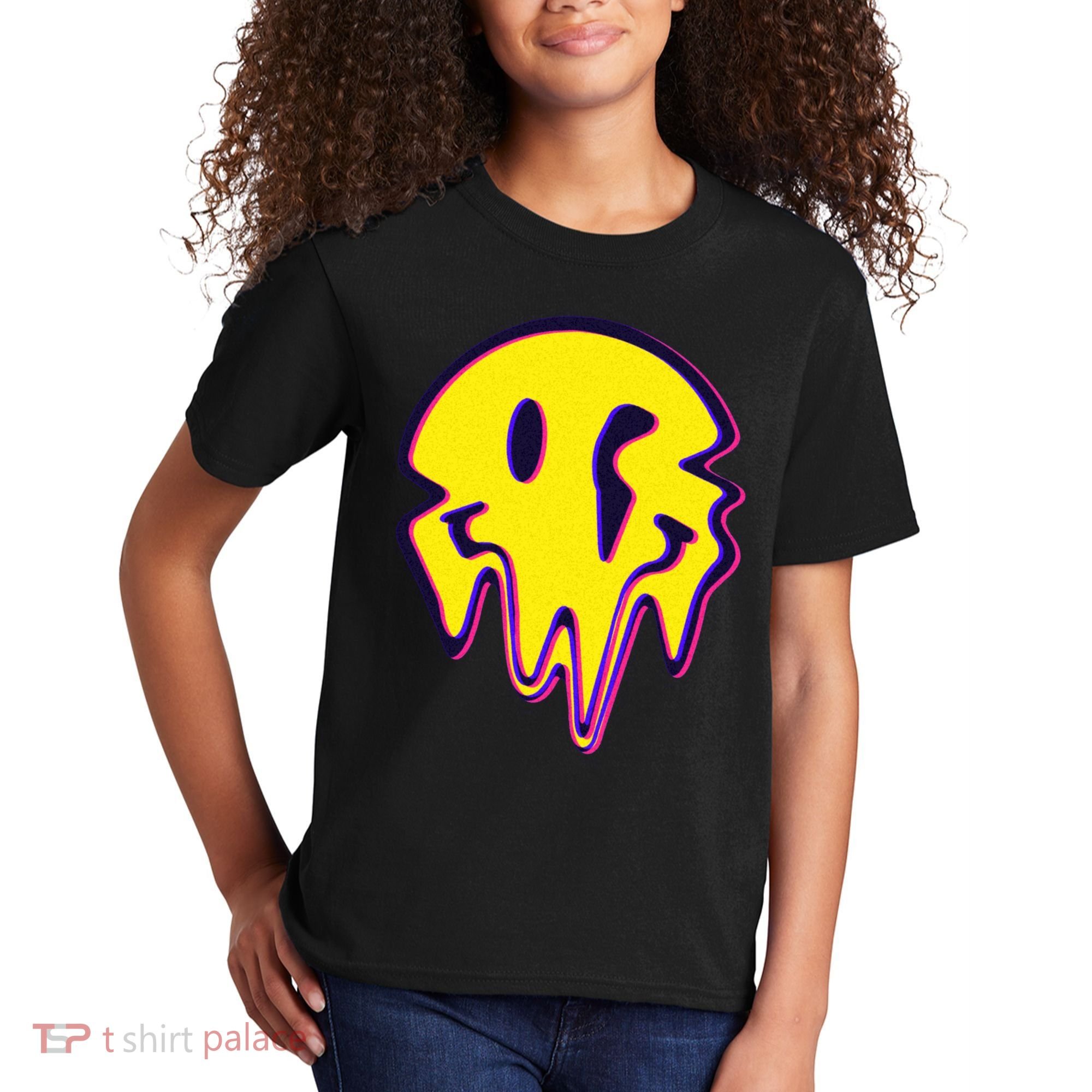 Melting Happy Face Smiley Trippy Acid Kids T-Shirt