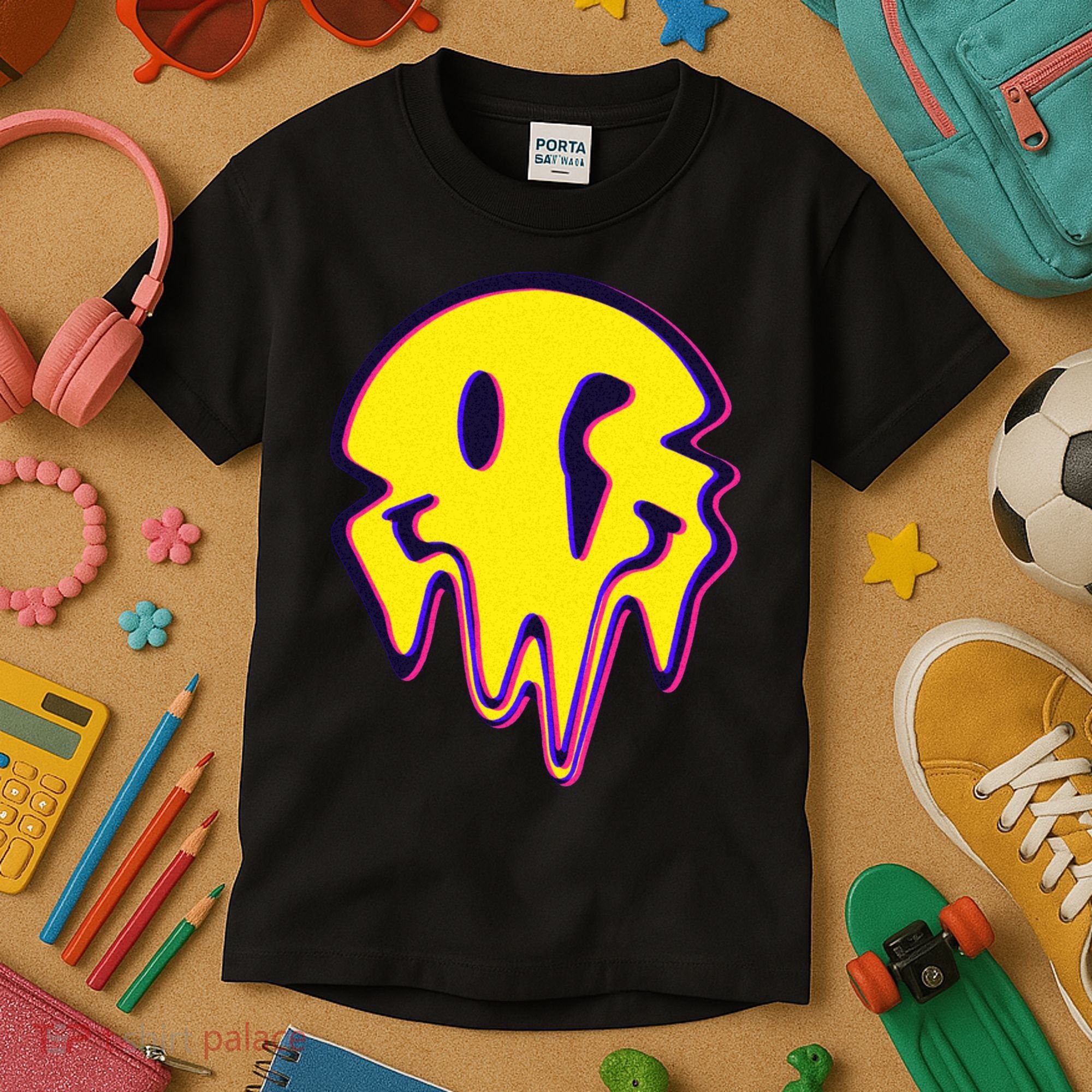 Melting Happy Face Smiley Trippy Acid Kids T-Shirt