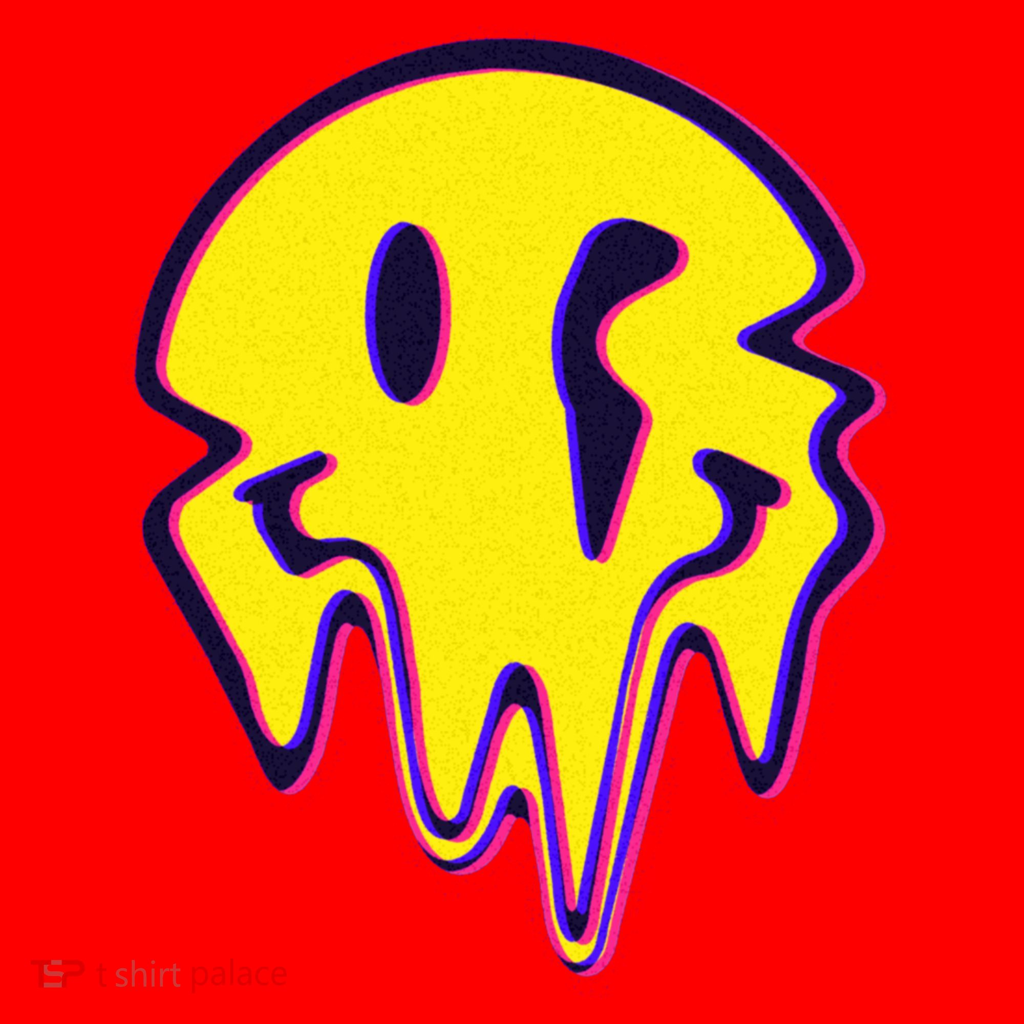 Melting Happy Face Smiley Trippy Acid Santa Hat