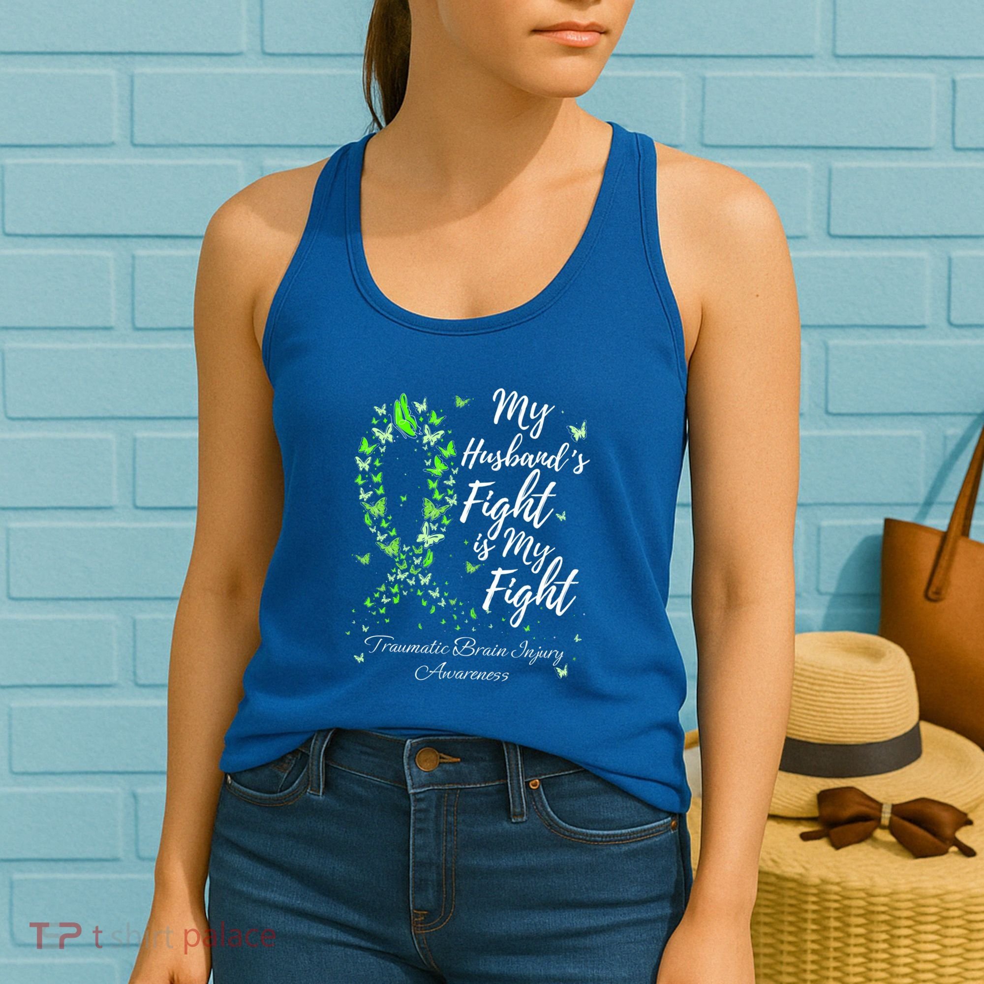 My Husband’s Fight My Fight Traumatic Brain Injury Awareness Gift Women's Tank Top