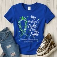 My Husband’s Fight My Fight Traumatic Brain Injury Awareness Gift Women's T-Shirt thumb 3