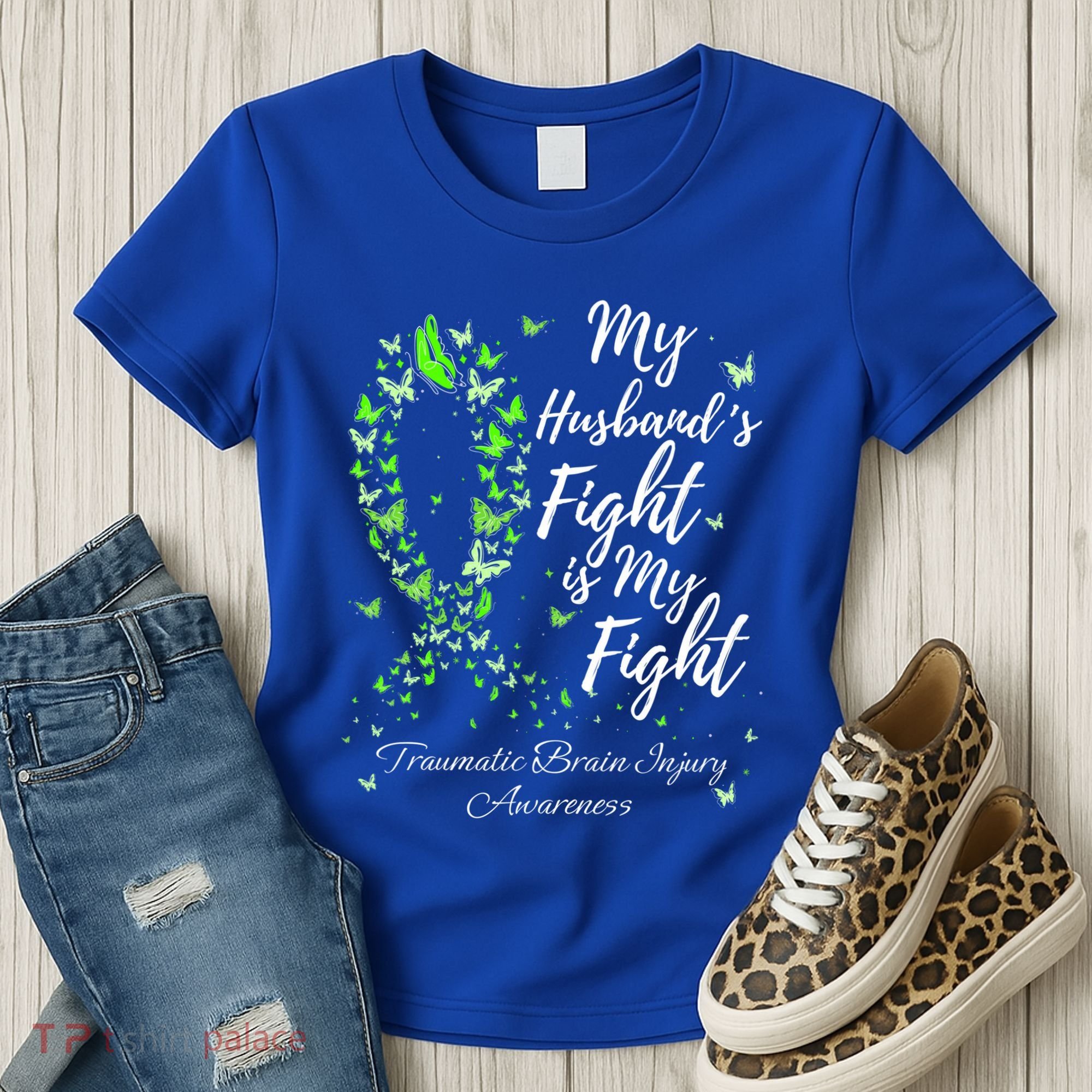 My Husband’s Fight My Fight Traumatic Brain Injury Awareness Gift Women's T-Shirt