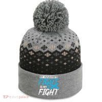 My Husbands Fight Is My Fight Prostate Cancer Awareness Gift The Baniff Cuffed Pom Beanie thumb 0