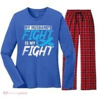 My Husbands Fight Is My Fight Prostate Cancer Awareness Gift Women's Long Sleeve Flannel Pajama Set  thumb 0