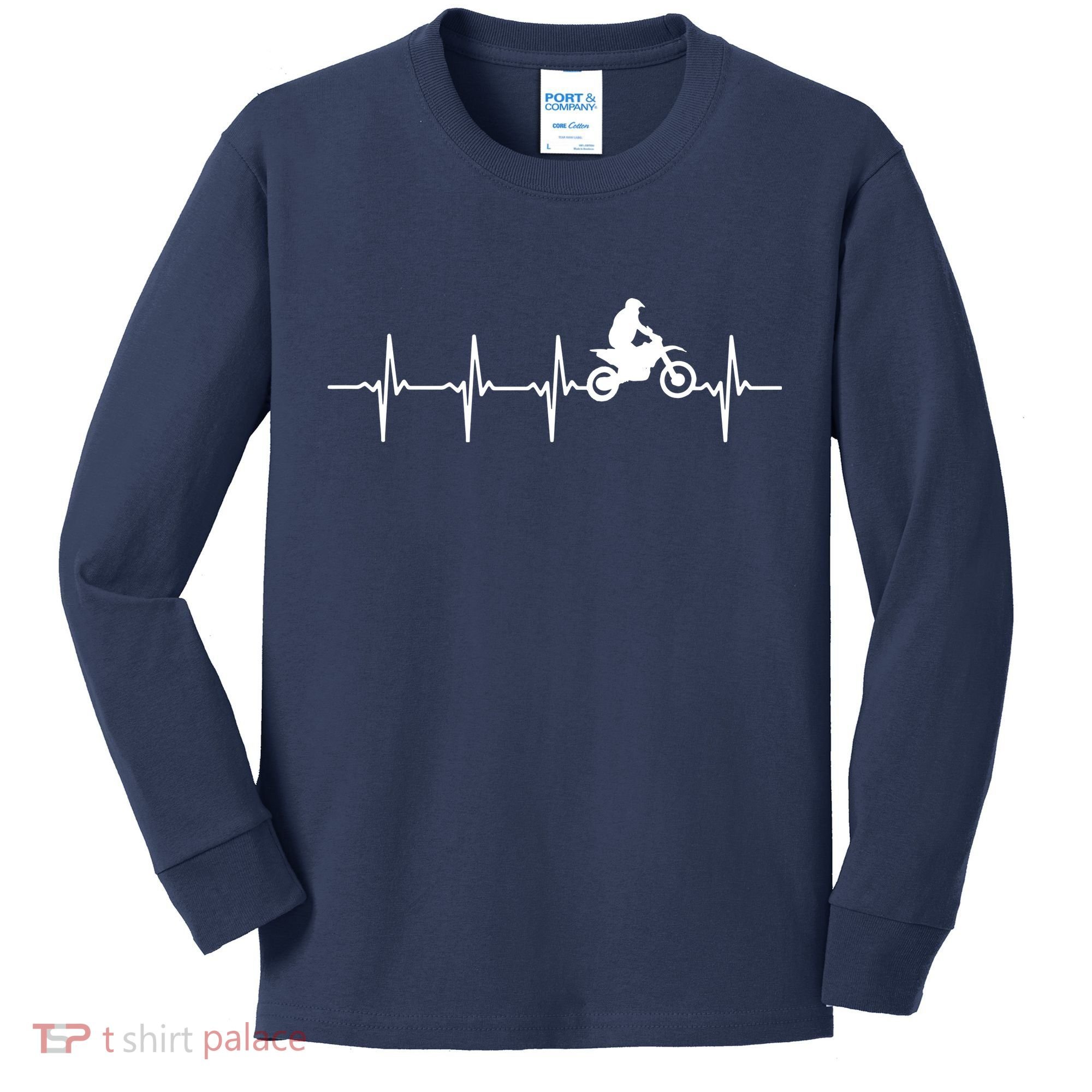 Motocross Heartbeat For Bikers Kids Long Sleeve Shirt