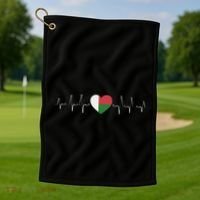 Madagascar Heartbeat Flag Golf Towel thumb 1