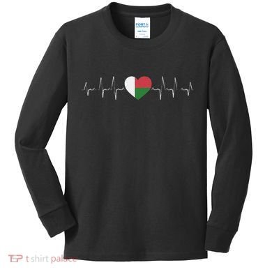 Madagascar Heartbeat Flag Kids Long Sleeve Shirt