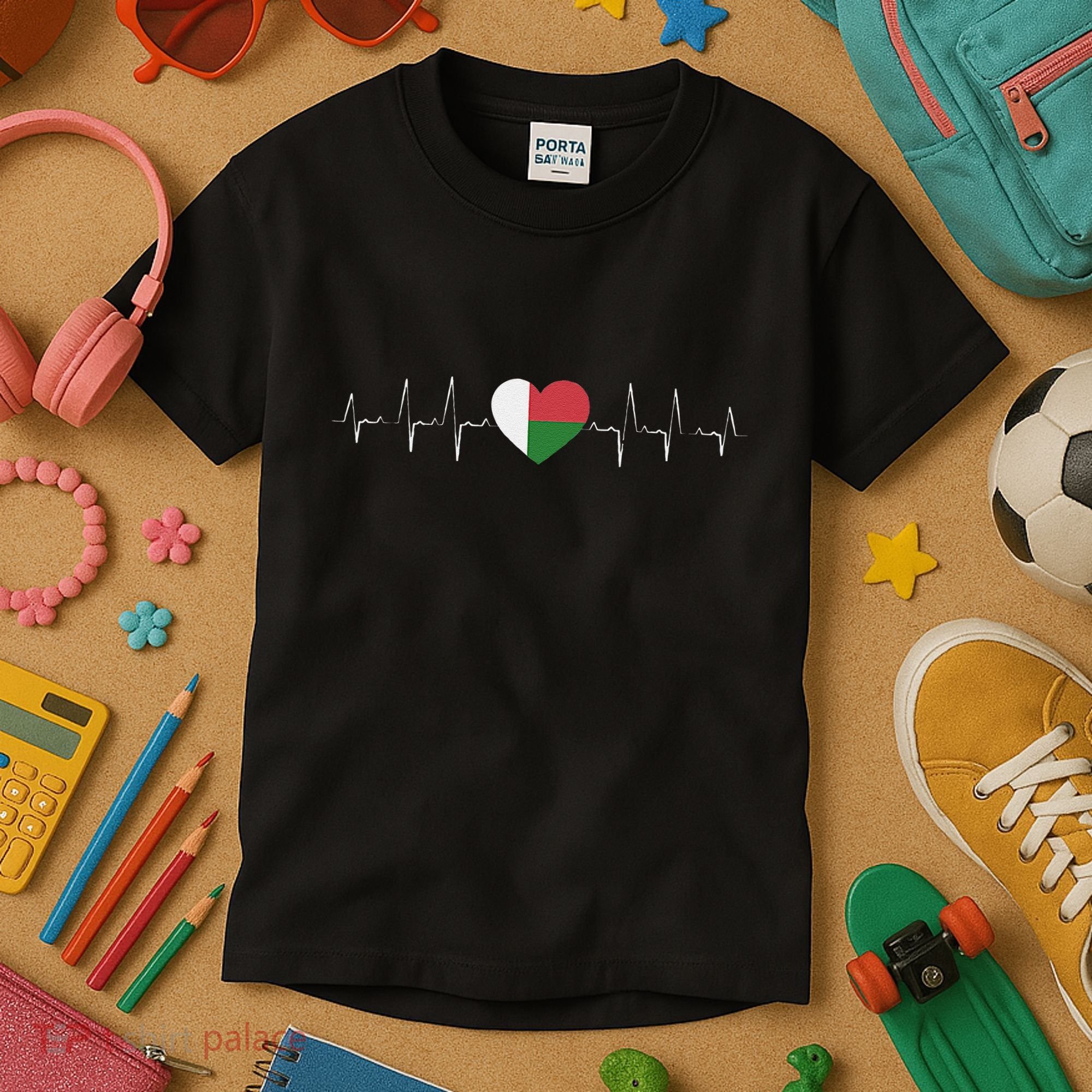 Madagascar Heartbeat Flag Kids T-Shirt