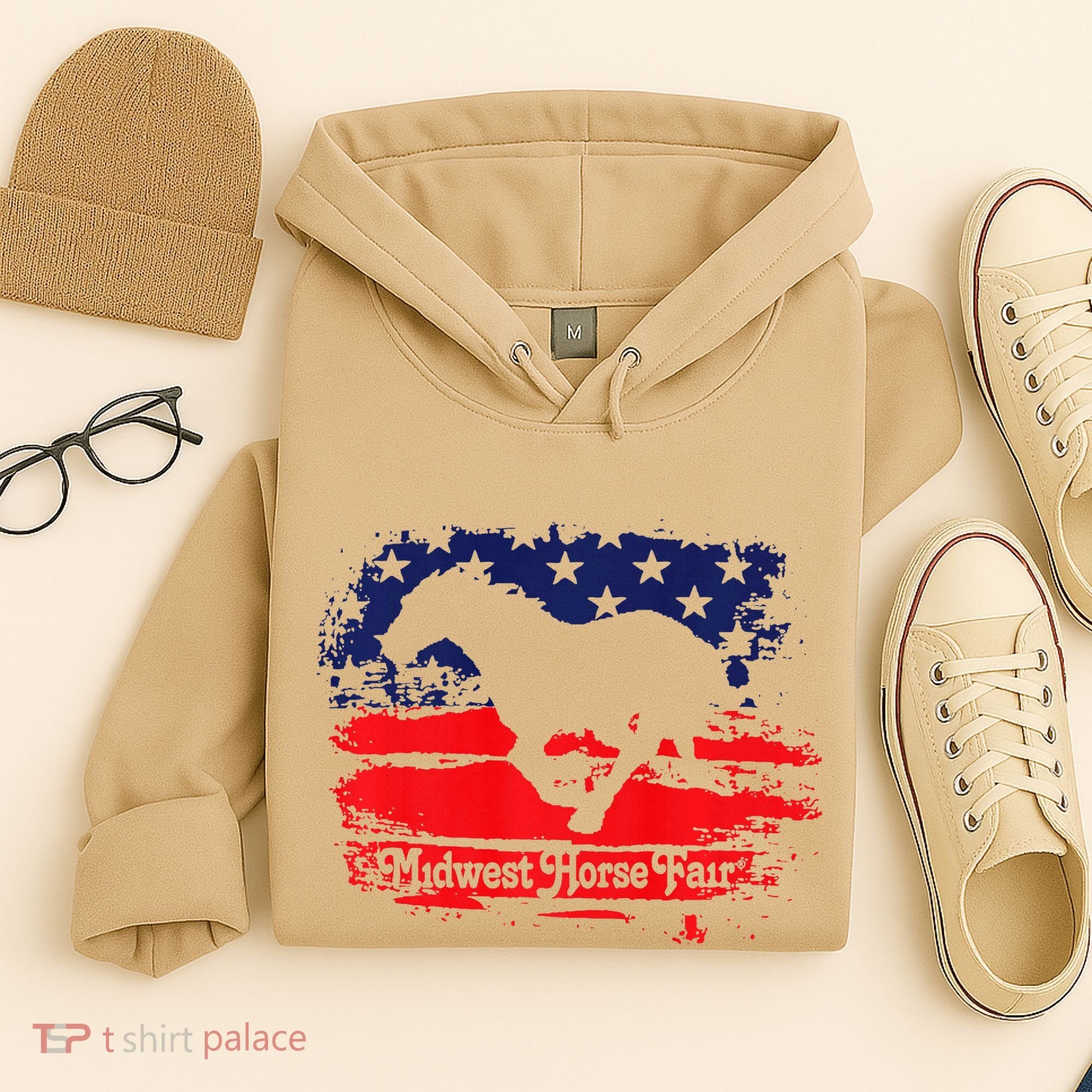 Midwest Horse Fair Redwhiteblue Flag Hoodie