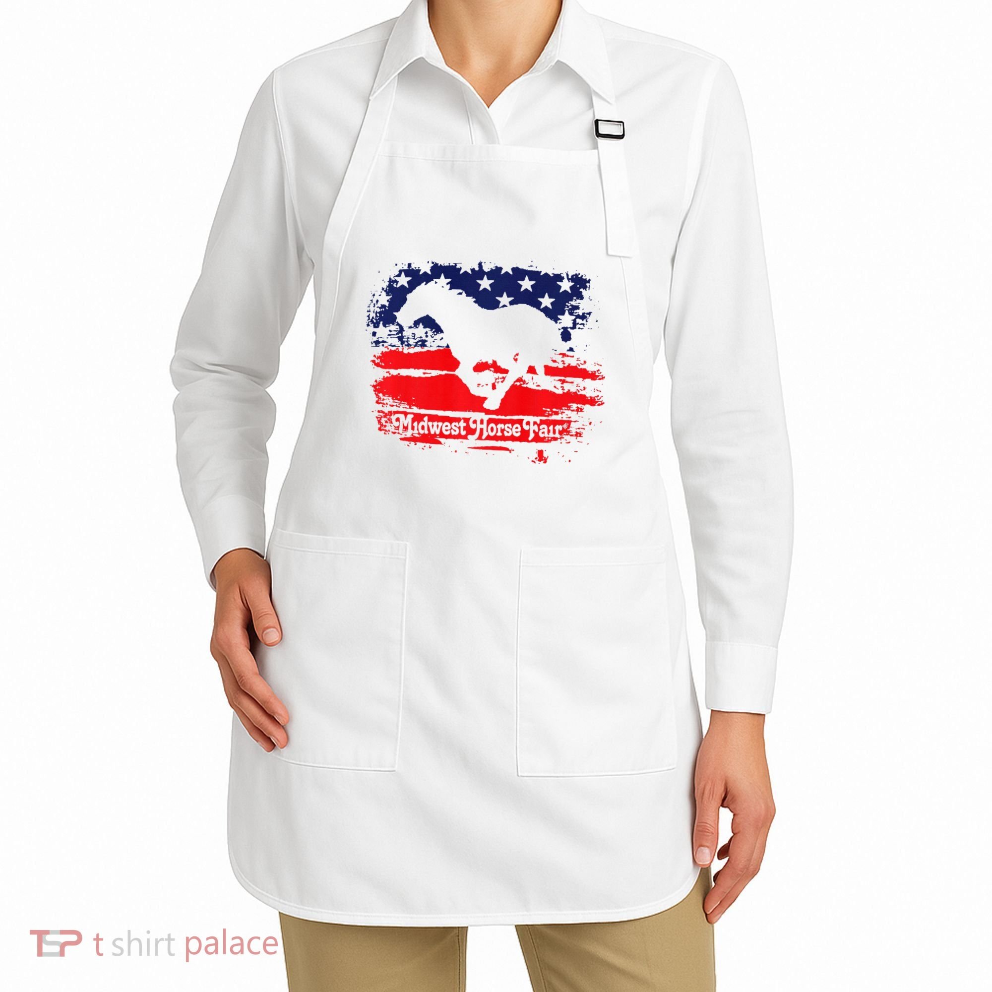 Midwest Horse Fair Redwhiteblue Flag Apron