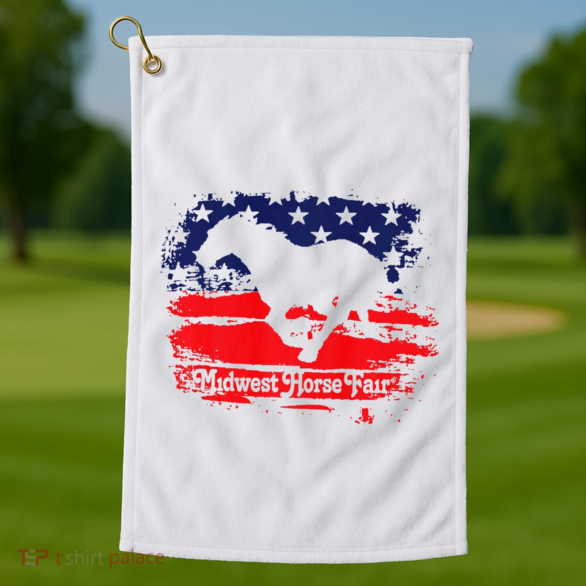 Midwest Horse Fair Redwhiteblue Flag Golf Towel
