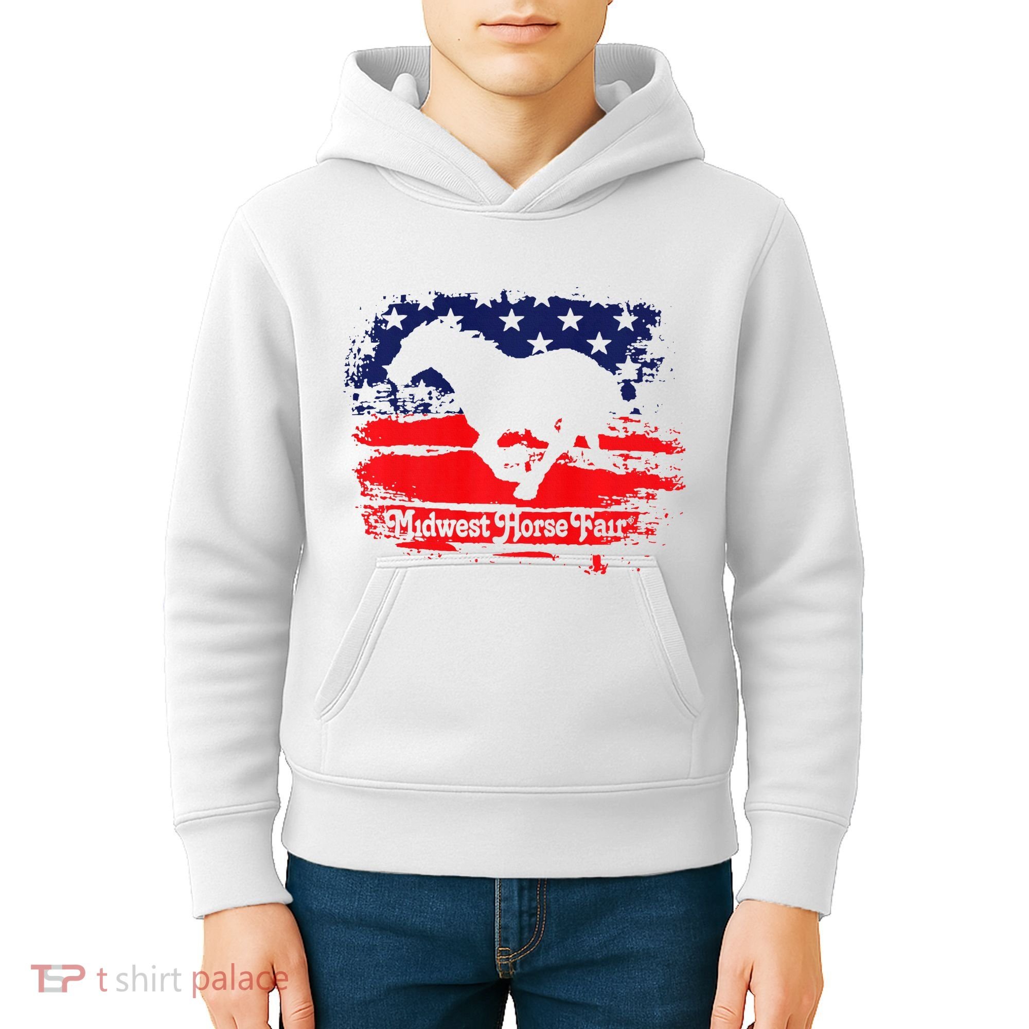 Midwest Horse Fair Redwhiteblue Flag Kids Hoodie