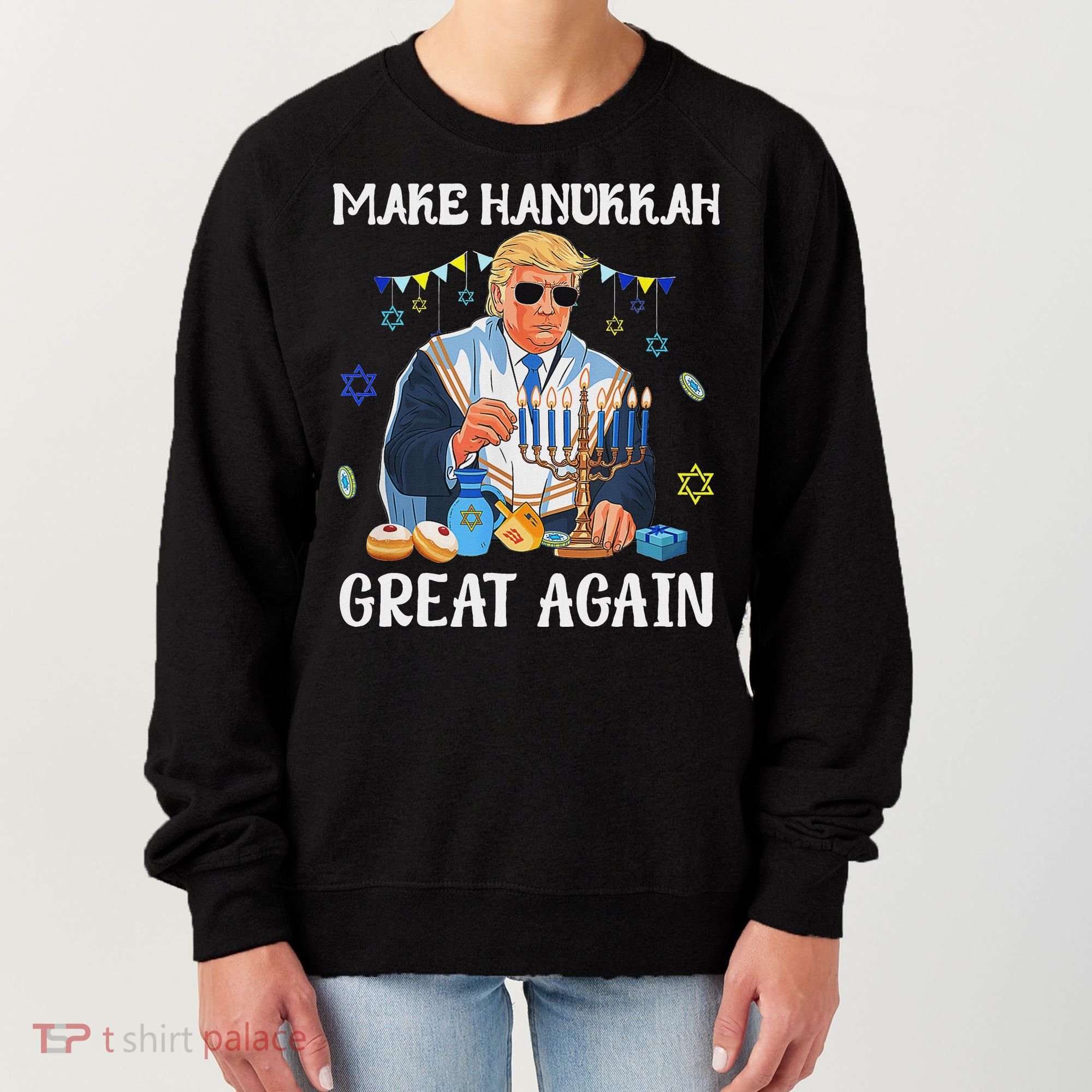 Make Hanukkah Great Again Trump Jewish Ugly Chanukah Sweater Women's Sweatshirt