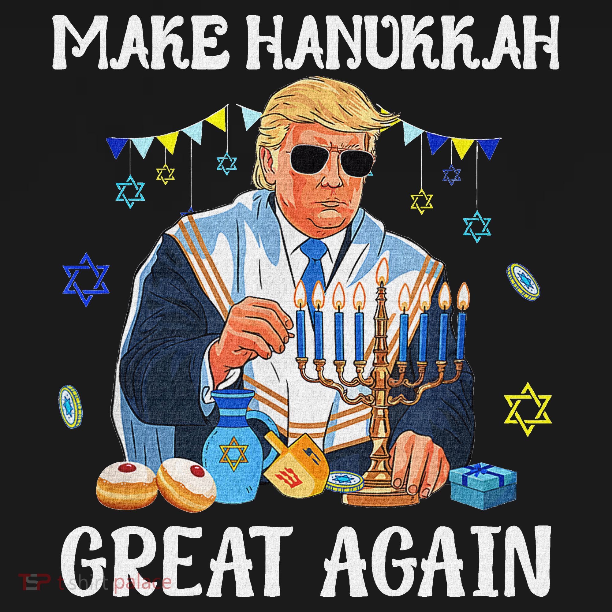 Make Hanukkah Great Again Trump Jewish Ugly Chanukah Sweater Bucket Hat