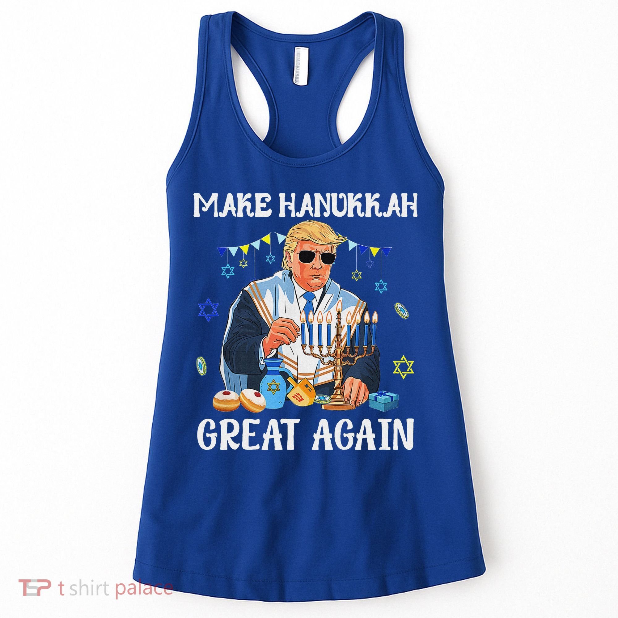 Make Hanukkah Great Again Trump Jewish Ugly Chanukah Sweater Women's Tank Top
