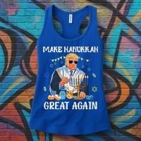 Make Hanukkah Great Again Trump Jewish Ugly Chanukah Sweater Women's Tank Top thumb 3