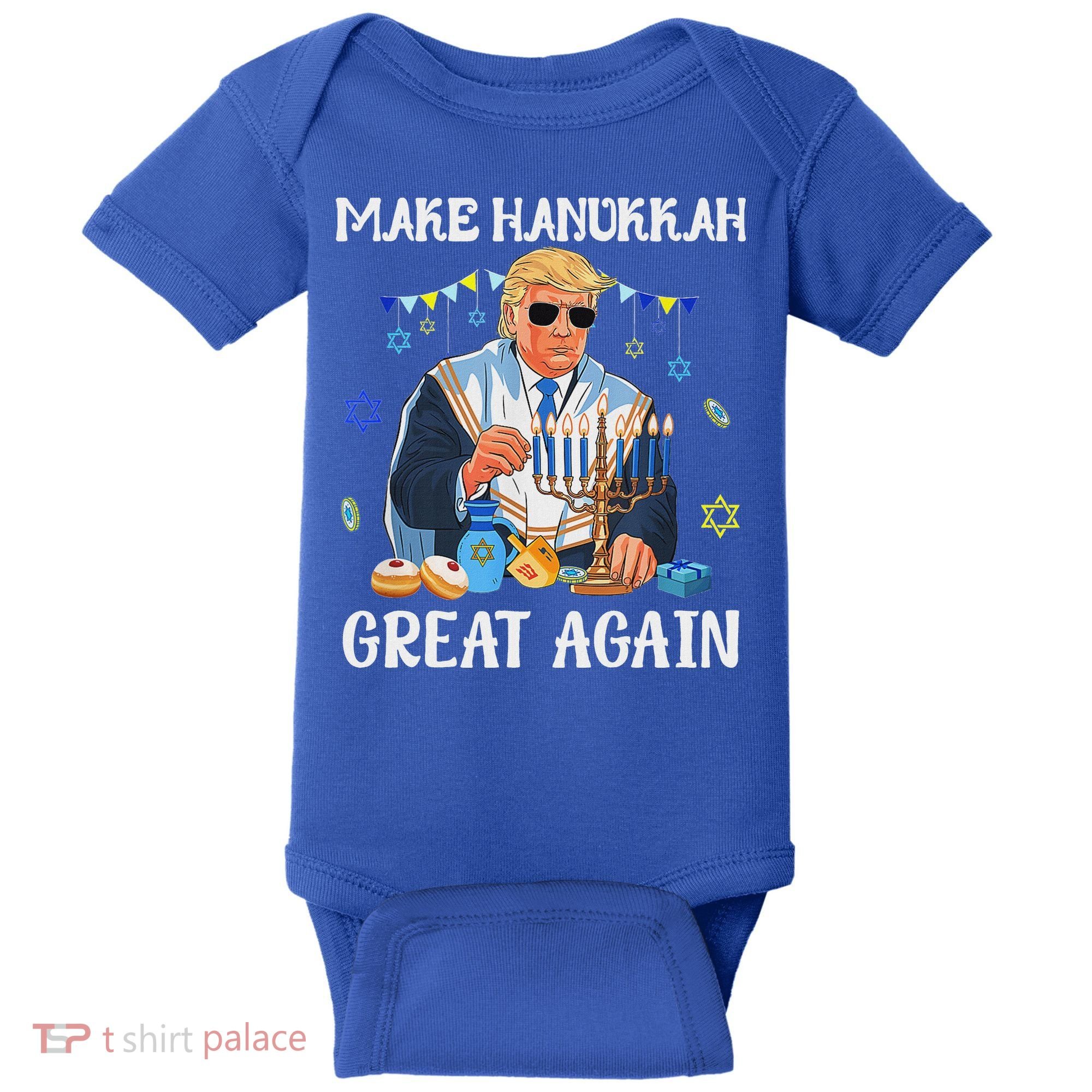 Make Hanukkah Great Again Trump Jewish Ugly Chanukah Sweater Baby Bodysuit