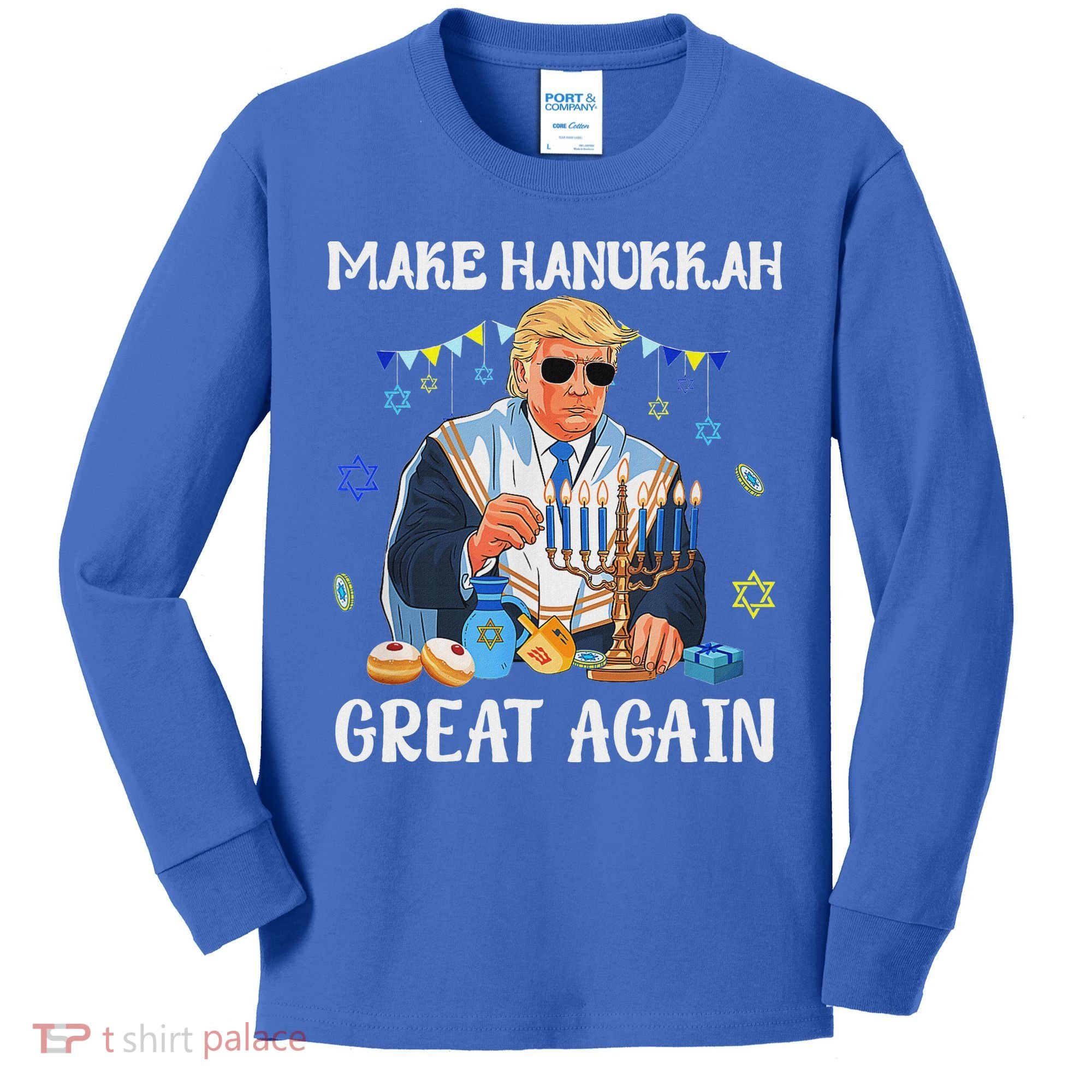 Make Hanukkah Great Again Trump Jewish Ugly Chanukah Sweater Kids Long Sleeve Shirt