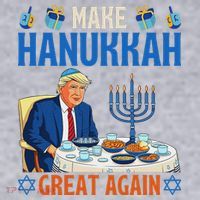 Make Hanukkah Great Again Donald Trump Dinner Jewish Women's Sweatshirt thumb 2