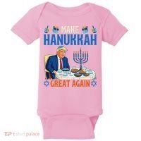 Make Hanukkah Great Again Donald Trump Dinner Jewish Baby Bodysuit thumb 0