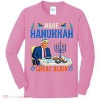 Make Hanukkah Great Again Donald Trump Dinner Jewish Kids Long Sleeve Shirt thumb 0