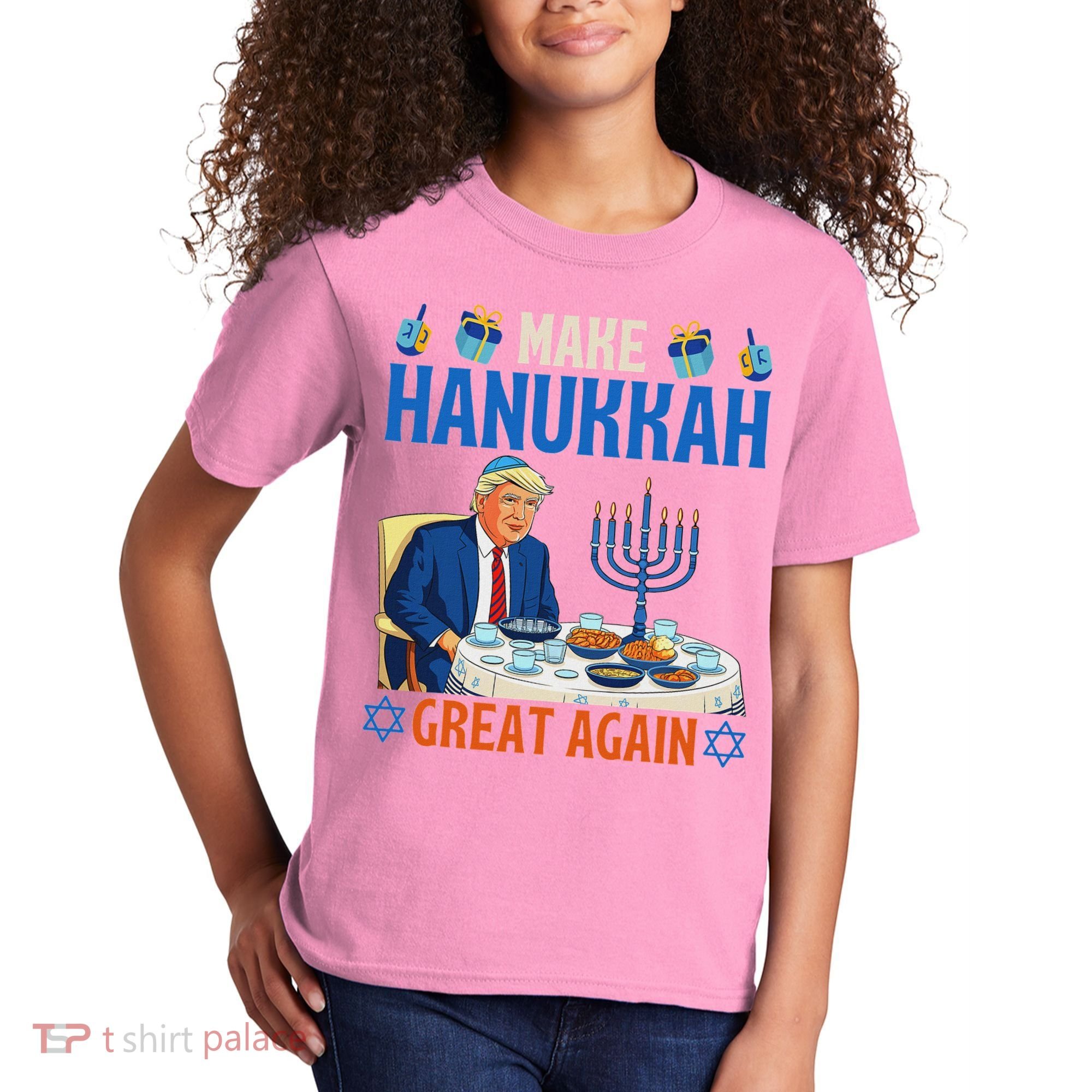 Make Hanukkah Great Again Donald Trump Dinner Jewish Kids T-Shirt
