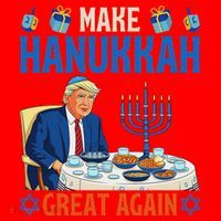 Make Hanukkah Great Again Donald Trump Dinner Jewish Santa Hat thumb 1