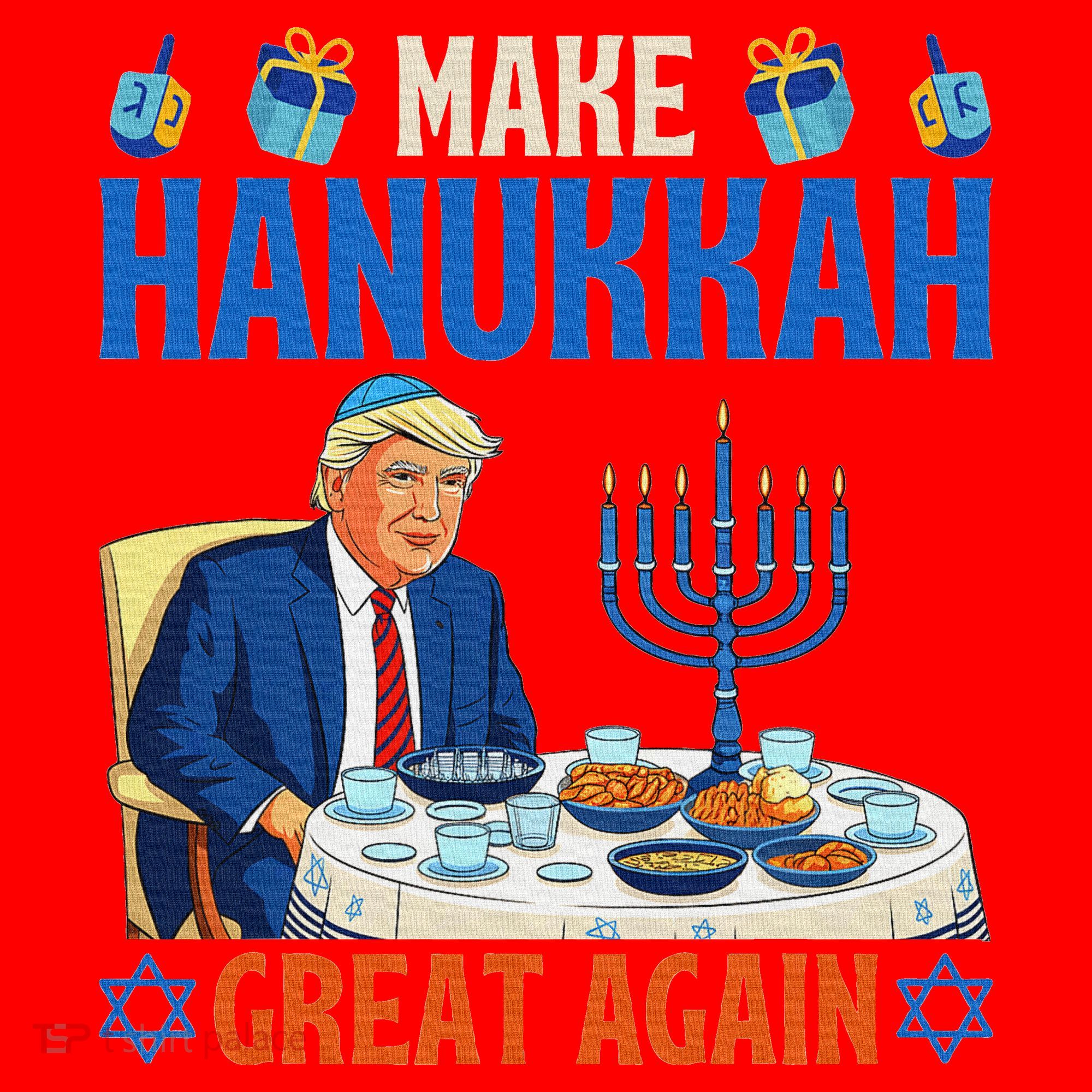 Make Hanukkah Great Again Donald Trump Dinner Jewish Santa Hat
