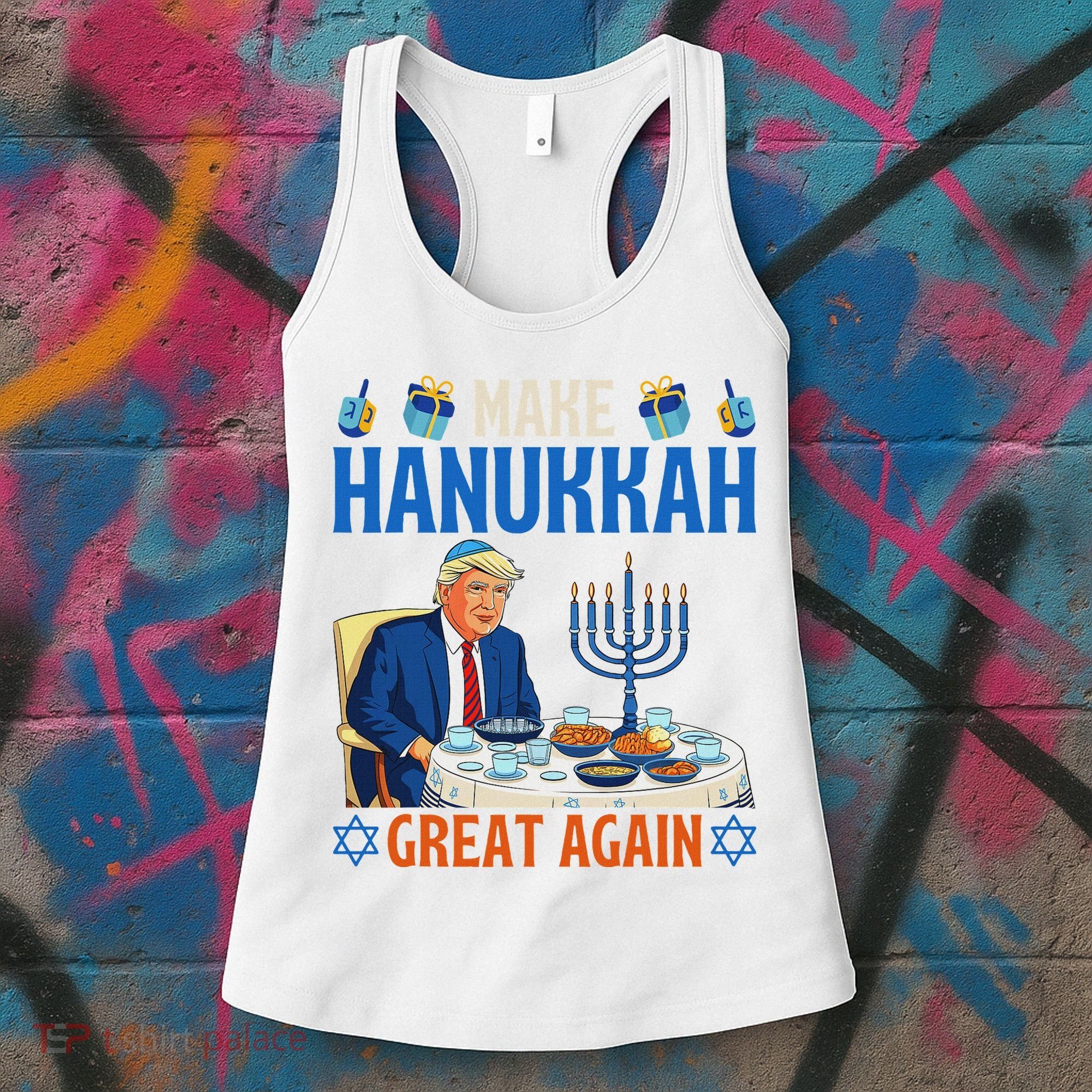 Make Hanukkah Great Again Donald Trump Dinner Jewish Women's Tank Top