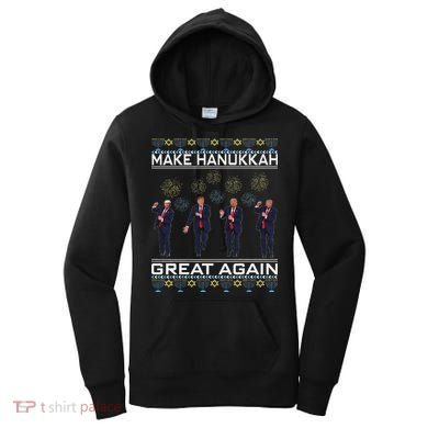 Make Hanukkah Great Again Funny Trump Ugly Chanukah Women's Hoodie