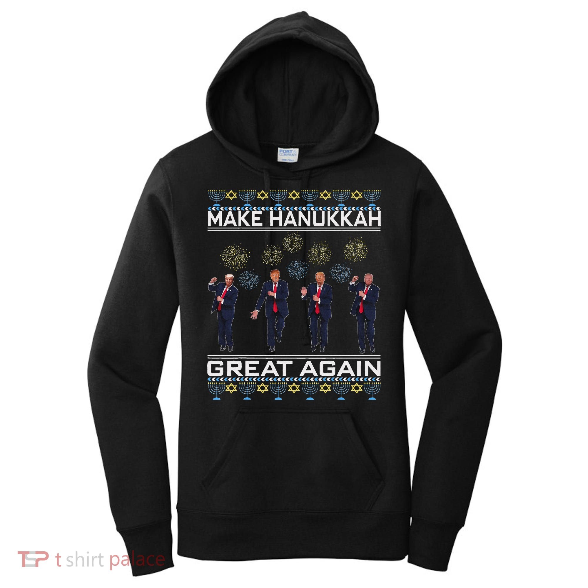 Make Hanukkah Great Again Funny Trump Ugly Chanukah Women's Hoodie