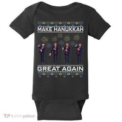 Make Hanukkah Great Again Funny Trump Ugly Chanukah Baby Bodysuit
