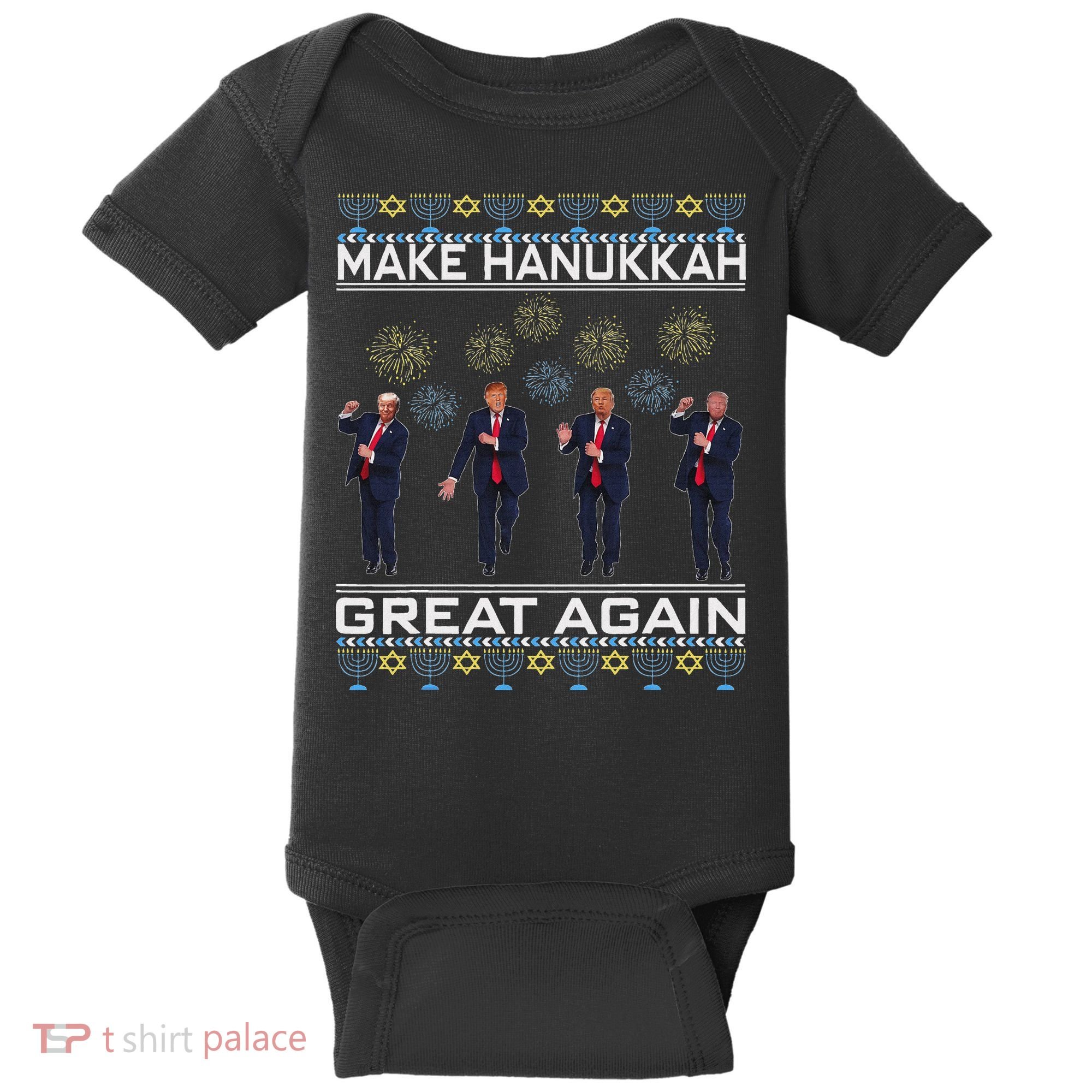 Make Hanukkah Great Again Funny Trump Ugly Chanukah Baby Bodysuit
