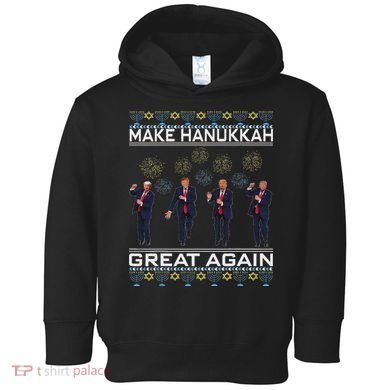 Make Hanukkah Great Again Funny Trump Ugly Chanukah Toddler Hoodie