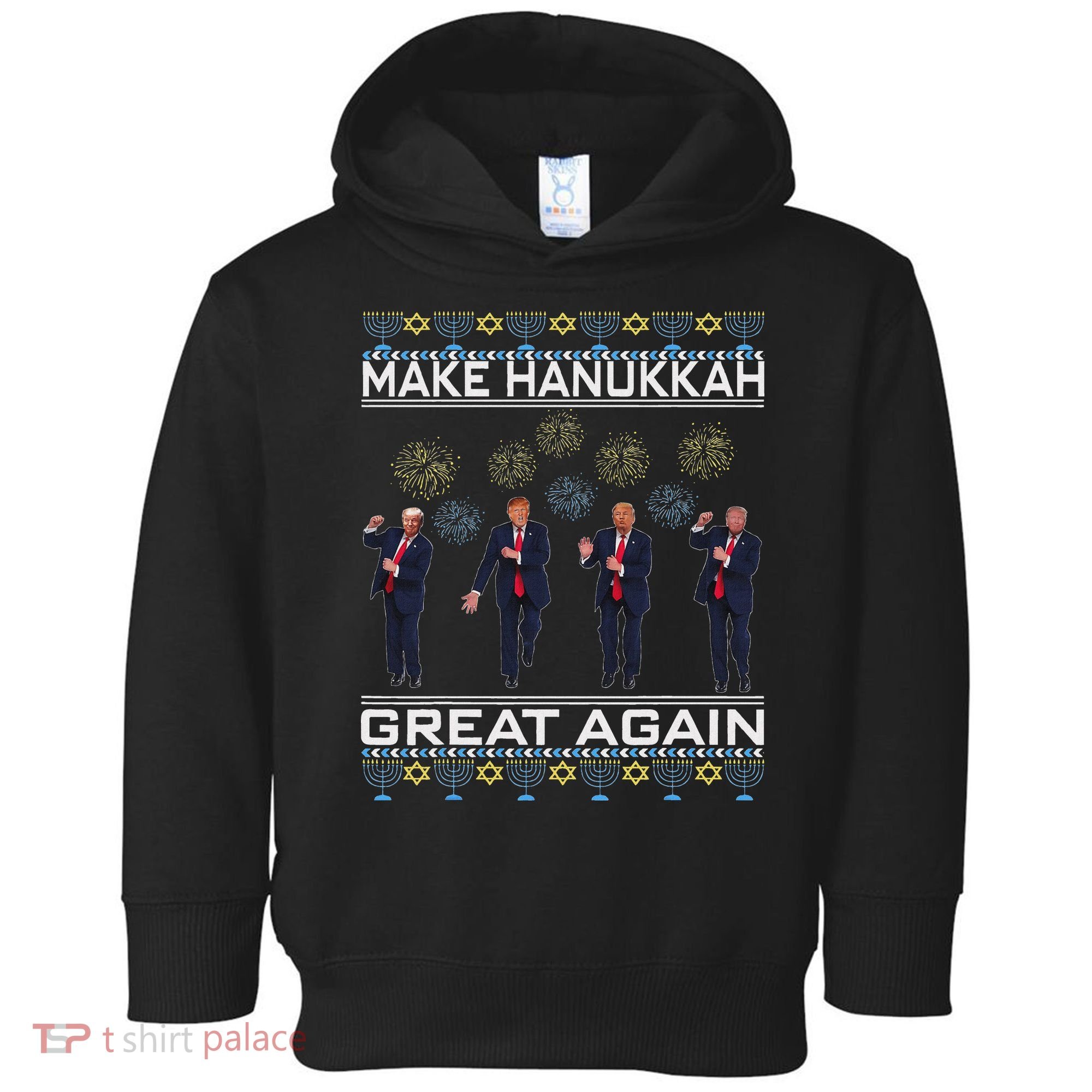 Make Hanukkah Great Again Funny Trump Ugly Chanukah Toddler Hoodie
