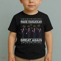 Make Hanukkah Great Again Funny Trump Ugly Chanukah Toddler T-Shirt thumb 2