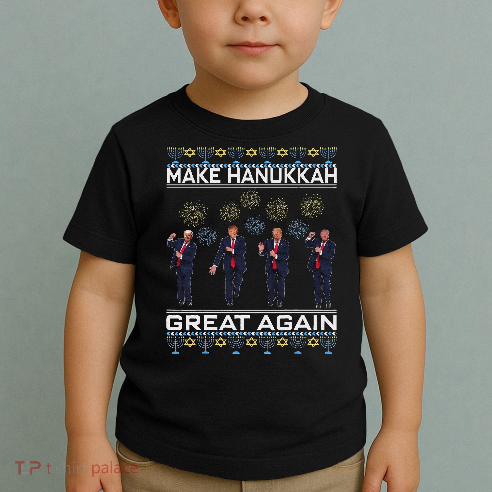 Make Hanukkah Great Again Funny Trump Ugly Chanukah Toddler T-Shirt