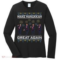 Make Hanukkah Great Again Funny Trump Ugly Chanukah Women's Long Sleeve Shirt thumb 0