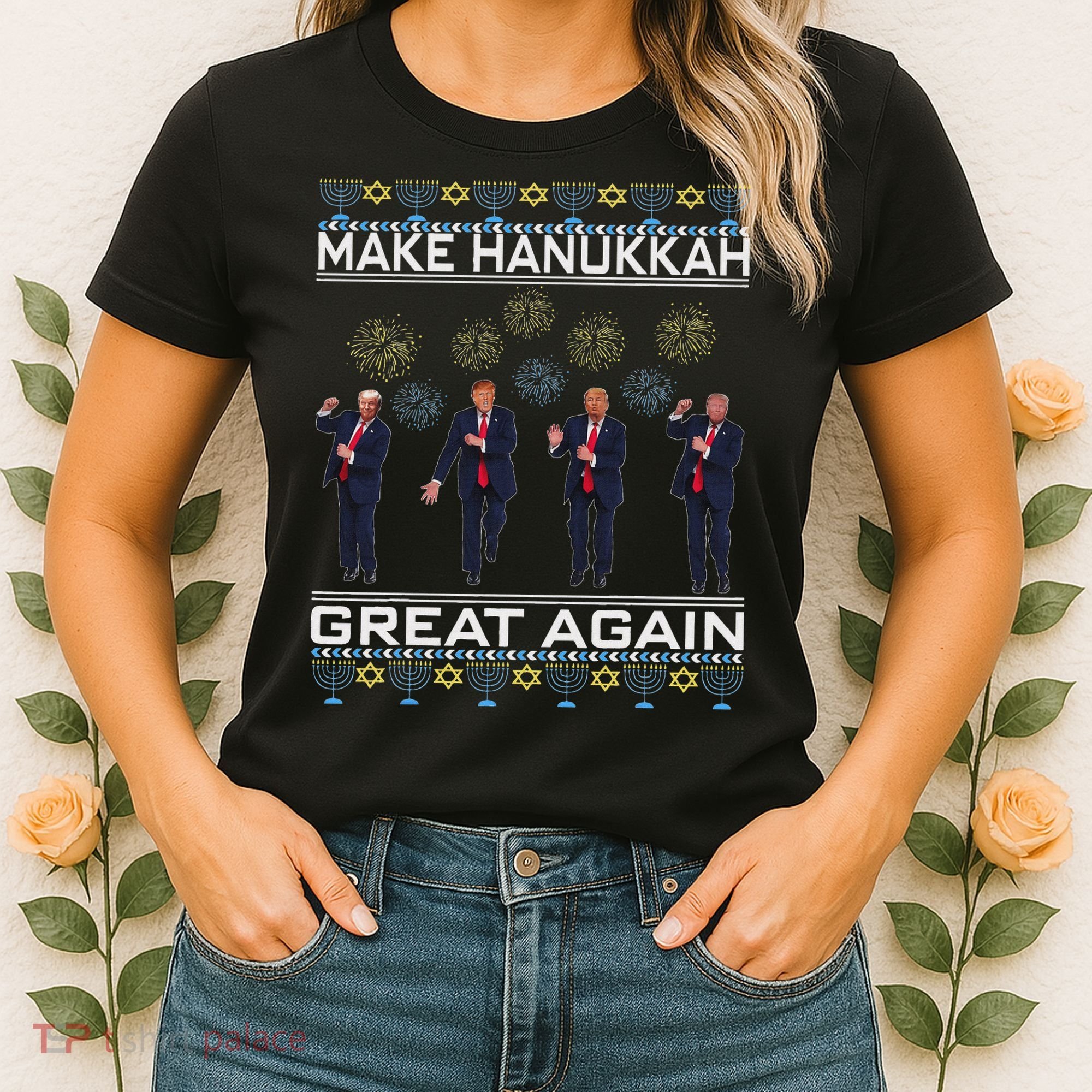 Make Hanukkah Great Again Funny Trump Ugly Chanukah Women's T-Shirt