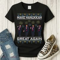 Make Hanukkah Great Again Funny Trump Ugly Chanukah Women's T-Shirt thumb 3