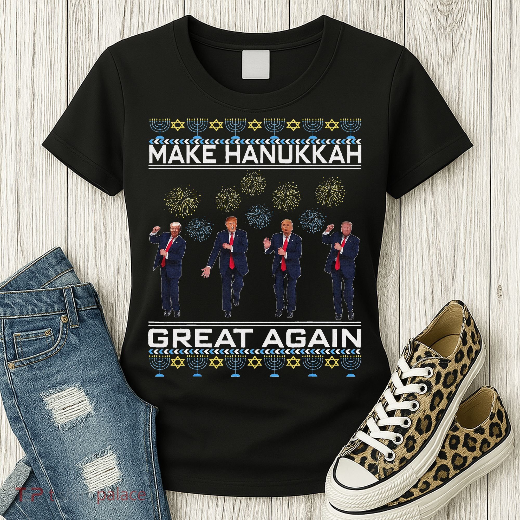 Make Hanukkah Great Again Funny Trump Ugly Chanukah Women's T-Shirt