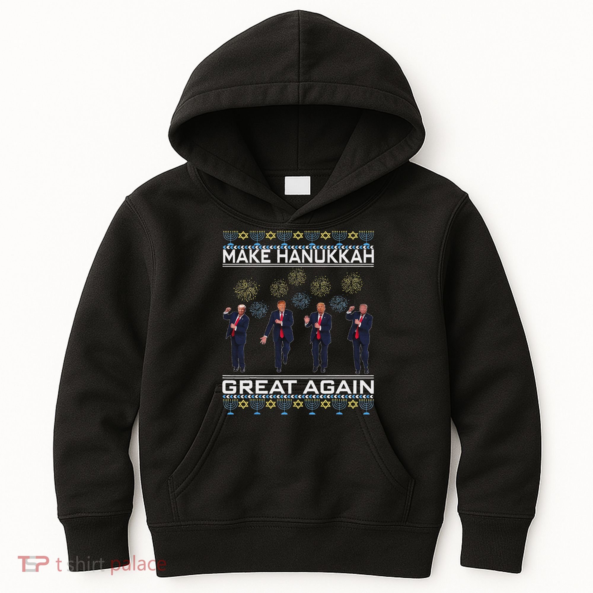 Make Hanukkah Great Again Funny Trump Ugly Chanukah Kids Hoodie
