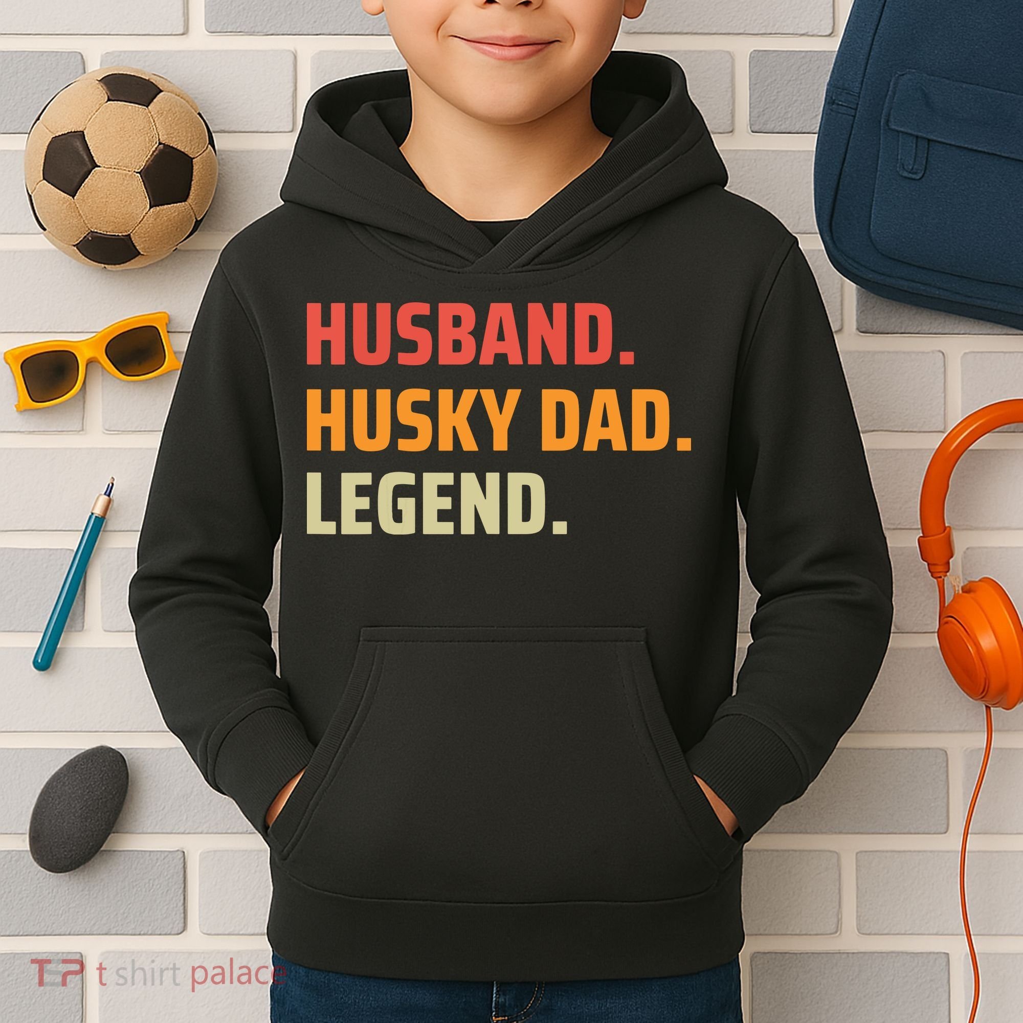 Men Husband Husky Dad Legend Siberian Huskies Dog Dad Father Kids Hoodie