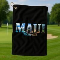 Maui Hawaii Hawaiian Islands Surf Surfing Surfer Gift Golf Towel thumb 1