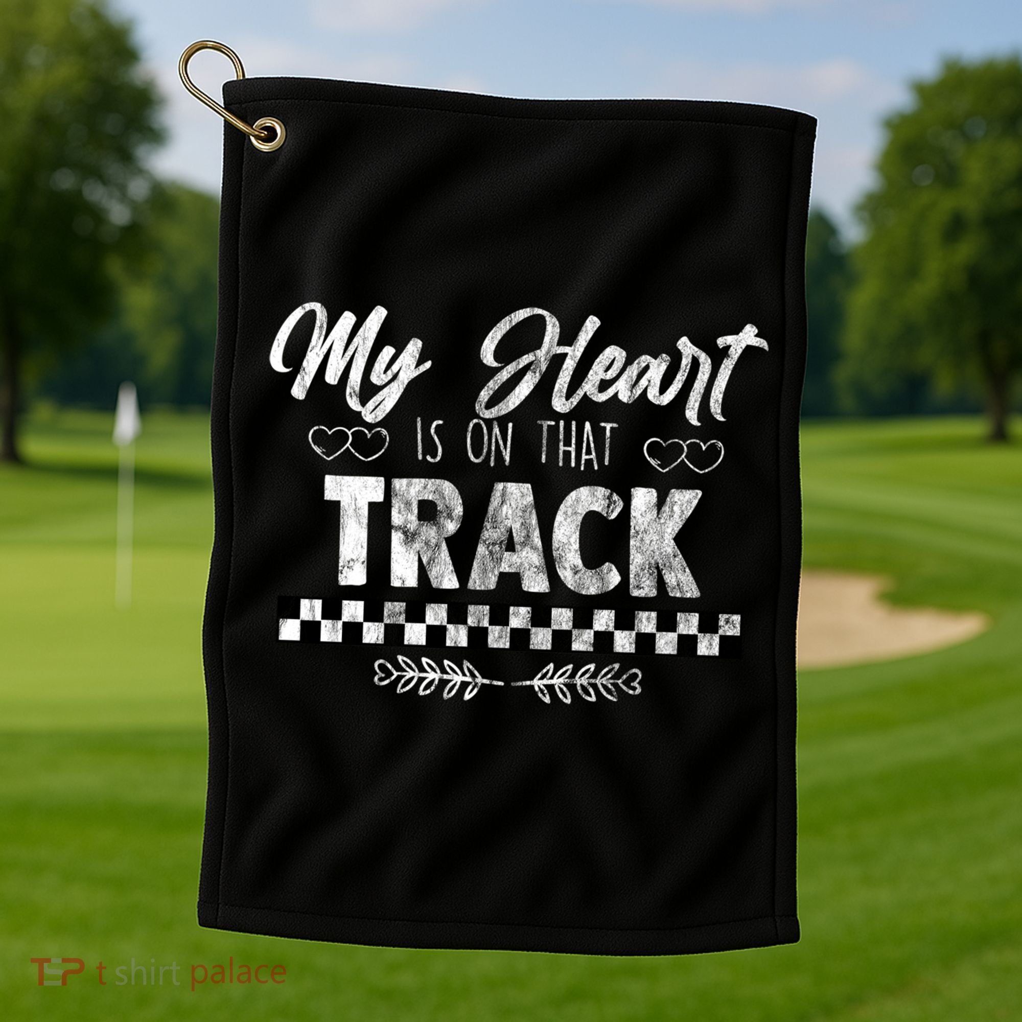 My Heart Is On That Track Drag Racing Race Car Driver Gift Cool Gift Golf Towel