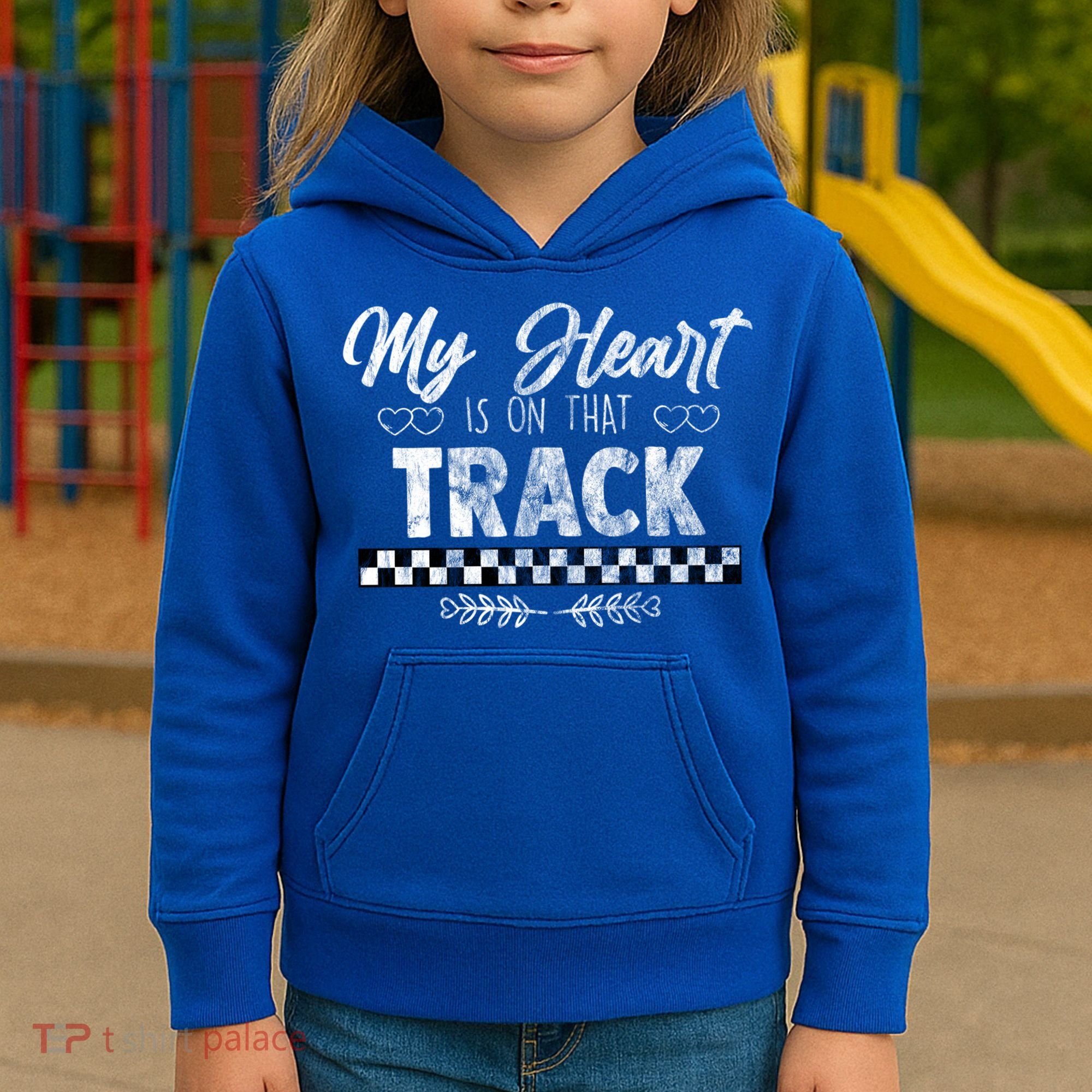 My Heart Is On That Track Drag Racing Race Car Driver Gift Cool Gift Kids Hoodie