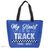 My Heart Is On That Track Drag Racing Race Car Driver Gift Cool Gift Tote Bag thumb 0