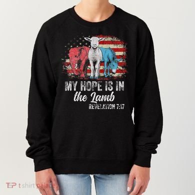 My Hope Is In The Lamb Funny Scripture Elephant Donkey Us Women's Sweatshirt