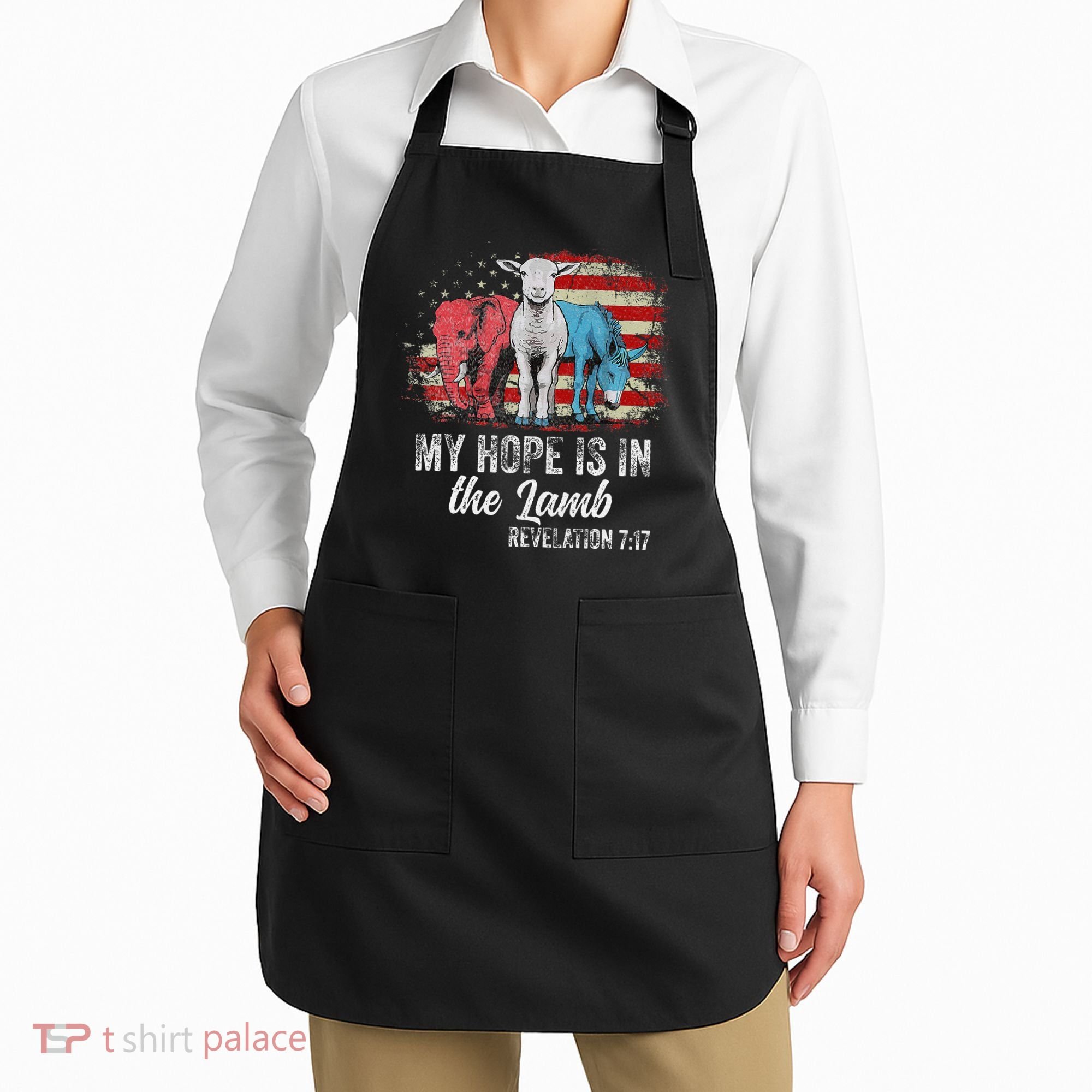 My Hope Is In The Lamb Funny Scripture Elephant Donkey Us Apron